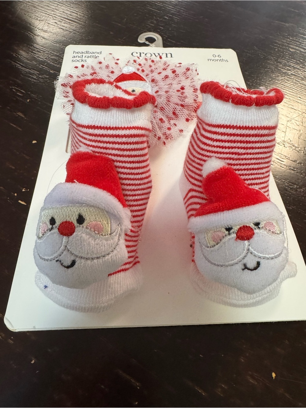 crown & ivy Red and White Santa Headband and Sock Rattle Set - Picture 3 of 5